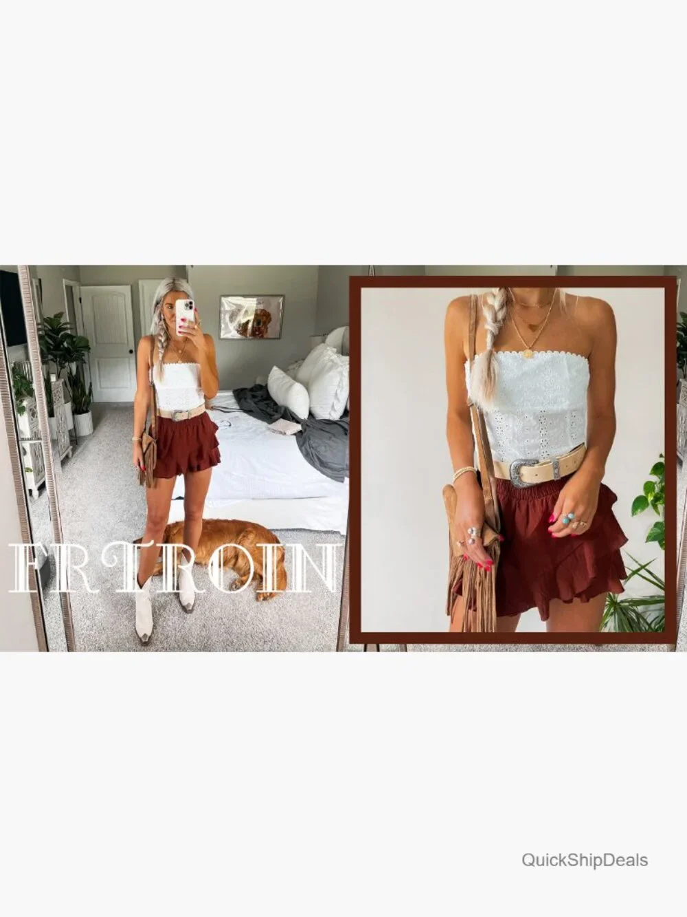 Linen Cotton Wrap Skirt High Waisted Flow Mini Skort Summer - Picture 7 of 7